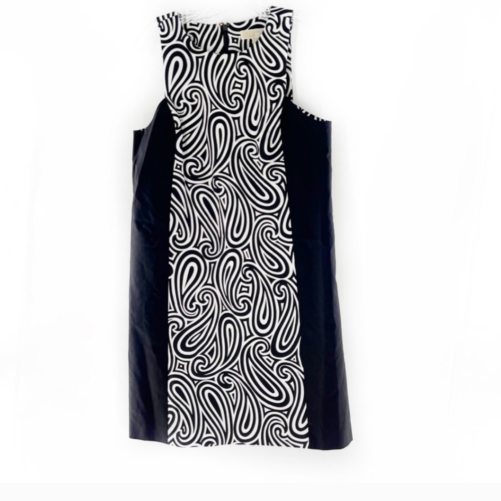Michael Kors Black & White Modern Swirl Illusion Pattern Sheath Dress Size L(12)